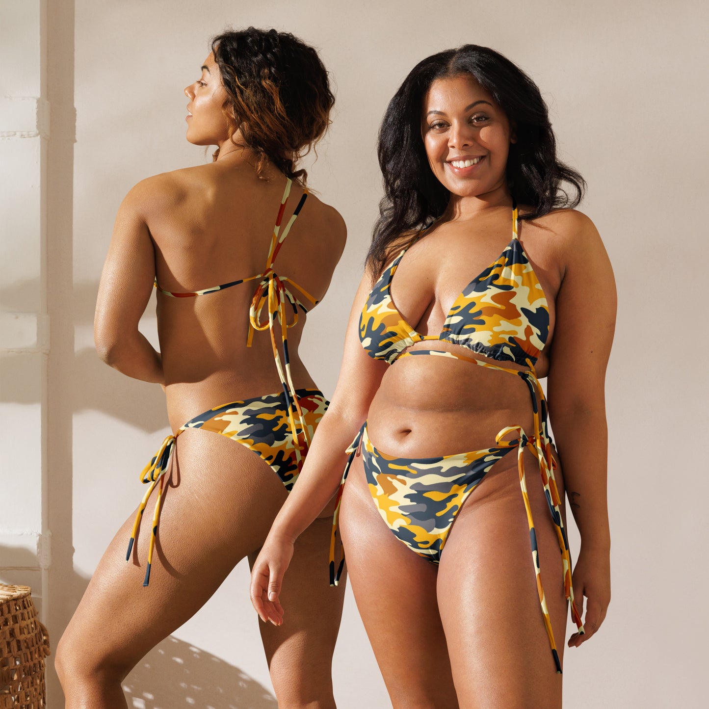 Yellow Camo Recycled String Bikini - Journey Clothing Co.
