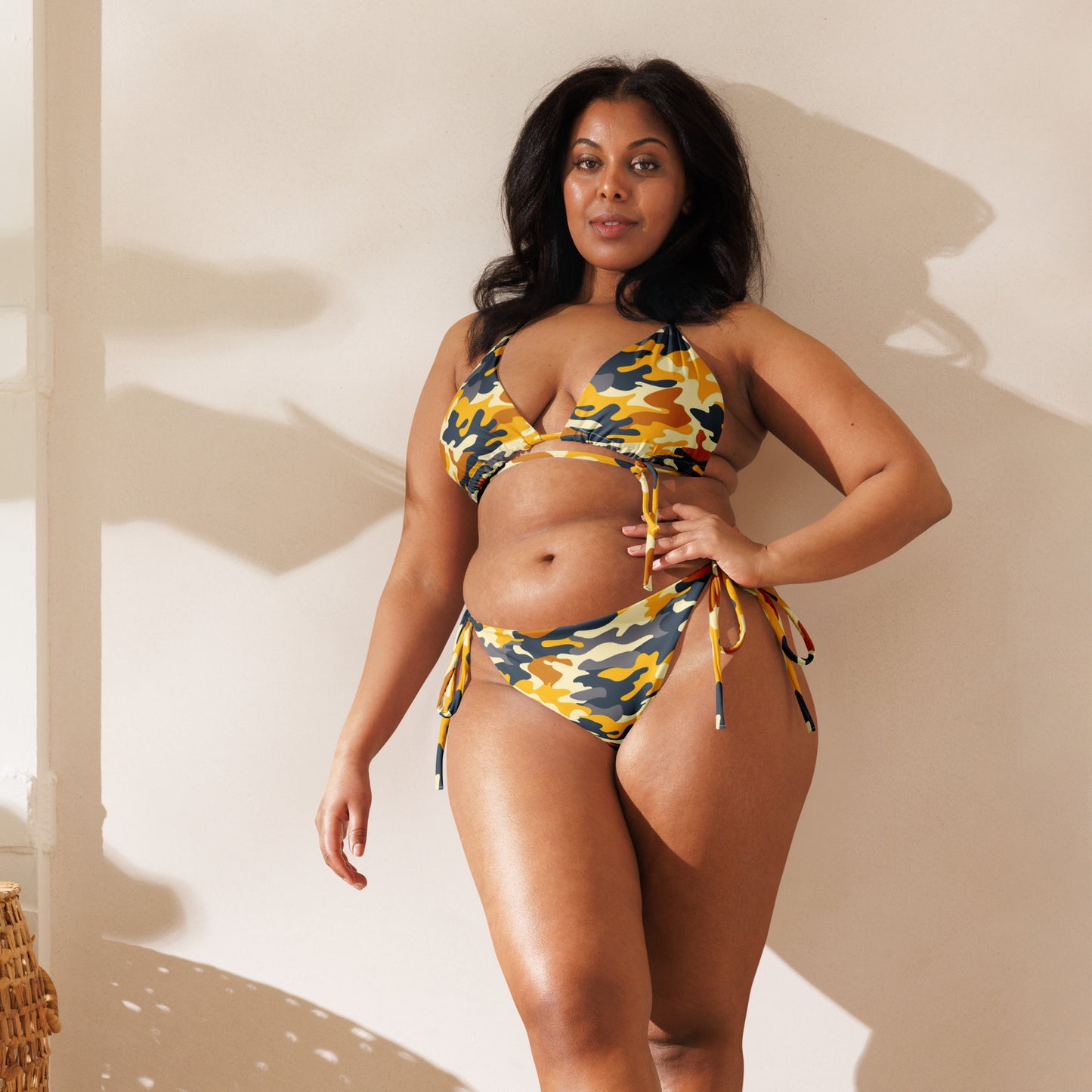 Yellow Camo Recycled String Bikini - Journey Clothing Co.