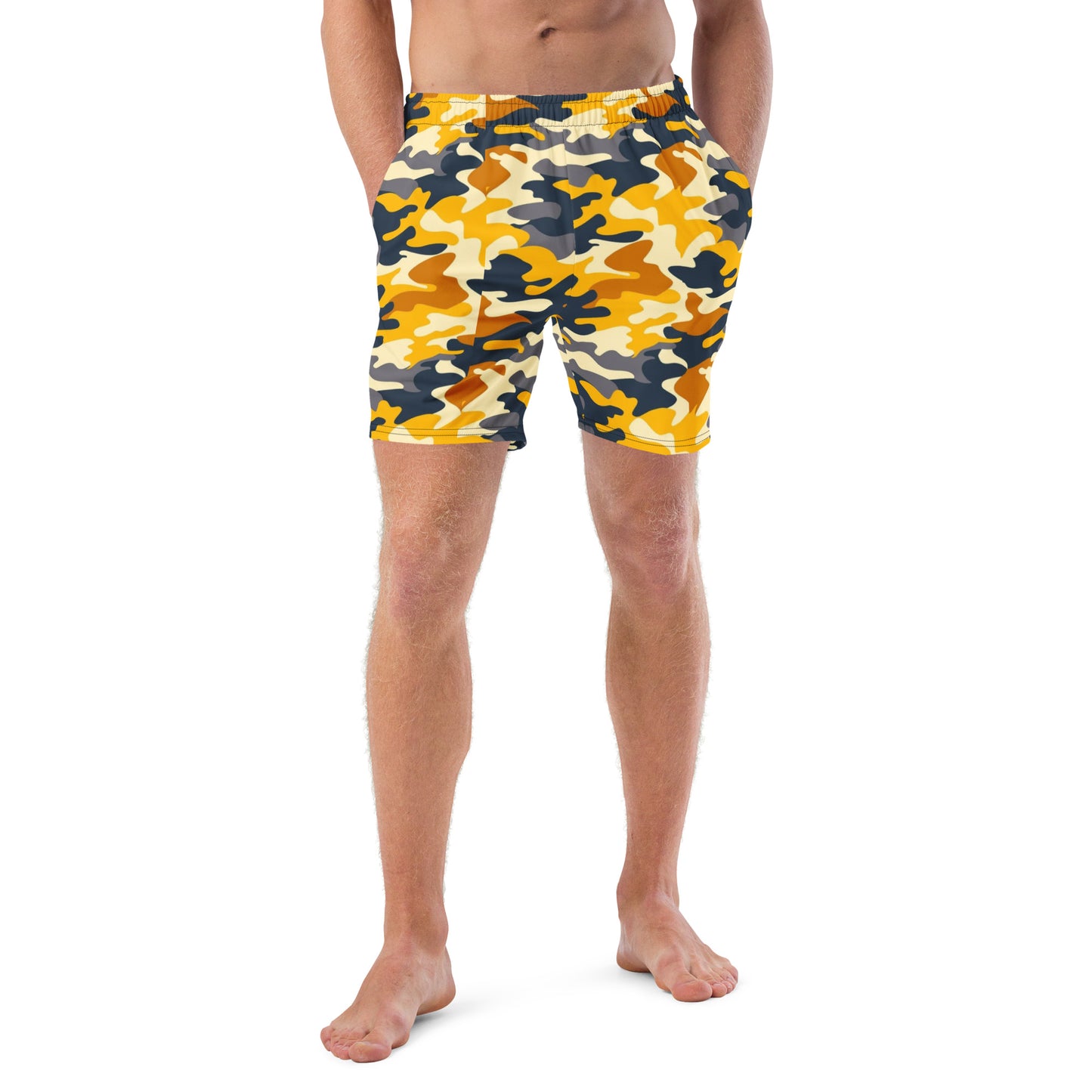Yellow Camo Recycled Swim Trunks - Journey Clothing Co.