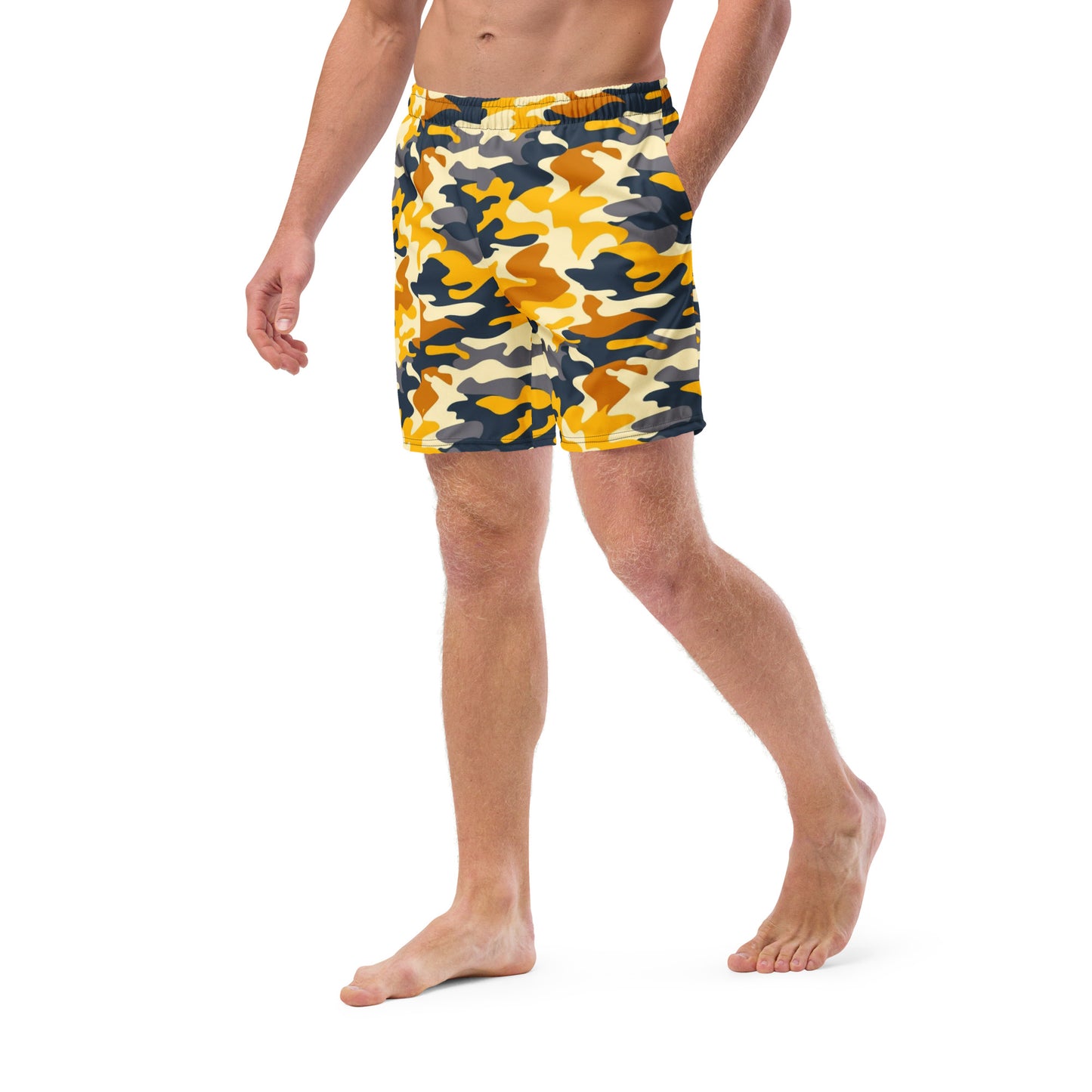 Yellow Camo Recycled Swim Trunks - Journey Clothing Co.